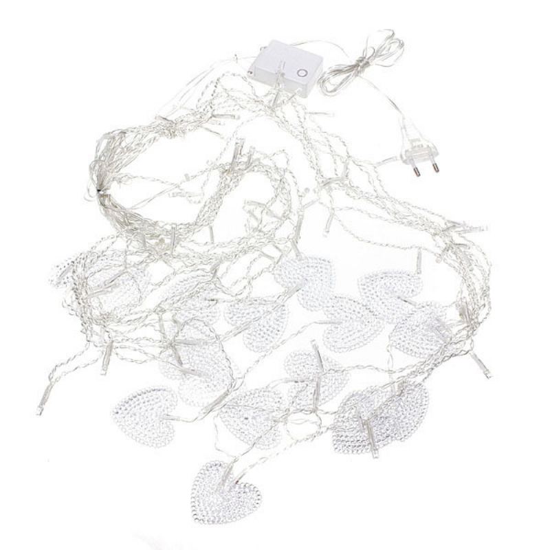 2m White 16 Hearts 104 Led String Fairy Holiday Lights For Party Vánoční Nástěnná Lampa Home Deco