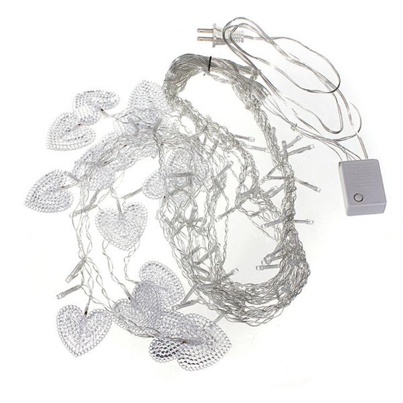 2m White 16 Hearts 104 Led String Fairy Holiday Lights For Party Vánoční Nástěnná Lampa Home Deco