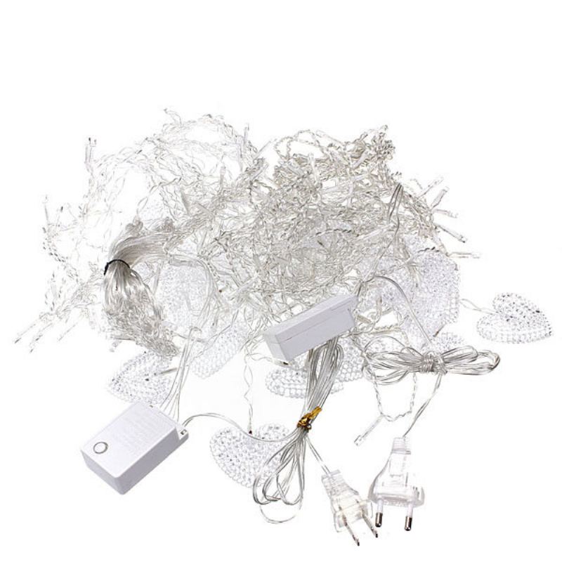 2m White 16 Hearts 104 Led String Fairy Holiday Lights For Party Vánoční Nástěnná Lampa Home Deco