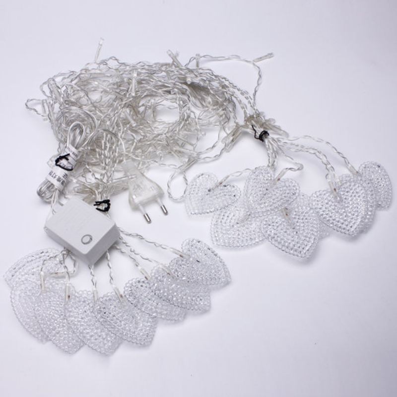 2m White 16 Hearts 104 Led String Fairy Holiday Lights For Party Vánoční Nástěnná Lampa Home Deco