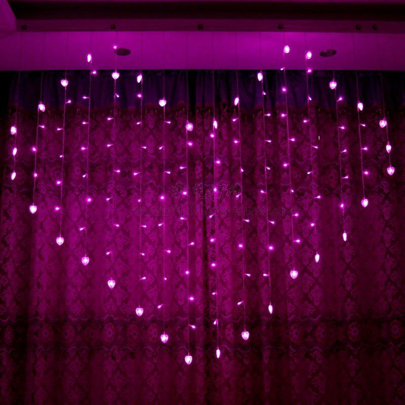 2x1m 128 Led Světelný Řetěz Ve Tvaru Srdce Závěs Svítidla Home Decor Celebration Festival Wedding