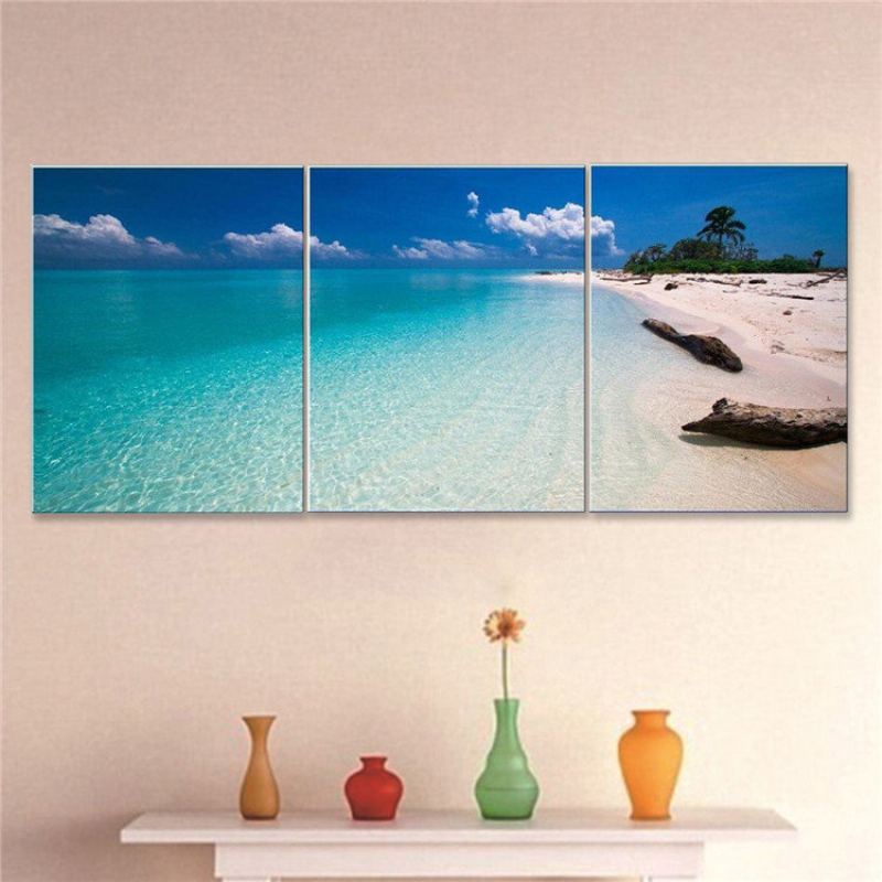 3 Ks Nástěnná Malba Na Plátně Zarámovaný Obraz Modern Abstract Beach Living Room Home Decor