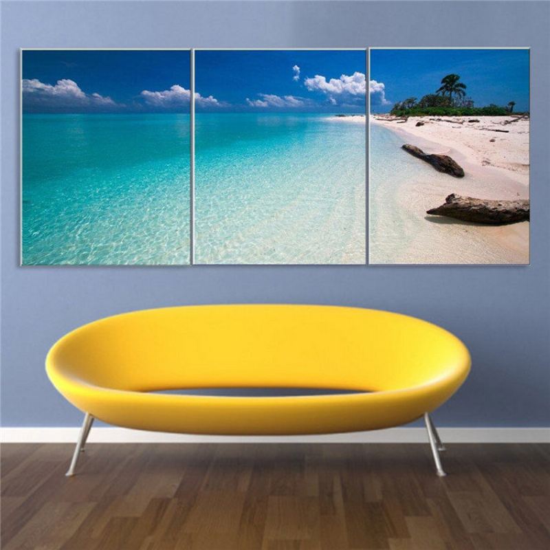 3 Ks Nástěnná Malba Na Plátně Zarámovaný Obraz Modern Abstract Beach Living Room Home Decor