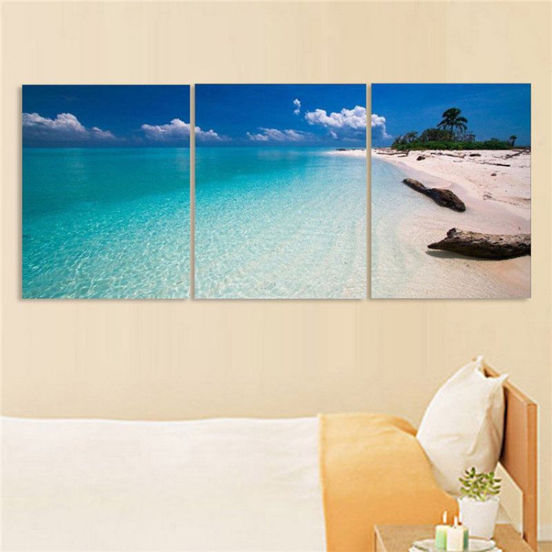 3 Ks Nástěnná Malba Na Plátně Zarámovaný Obraz Modern Abstract Beach Living Room Home Decor