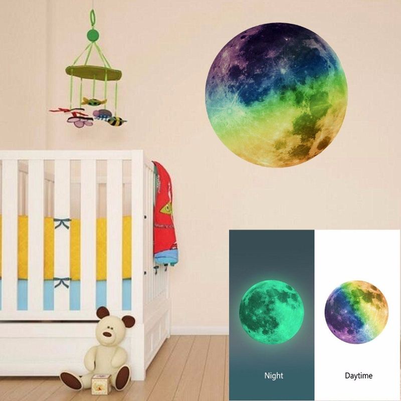 30cm Noční Osvětlení Moon Luminous Stickers Pvc Home Sticker Dětská Výzdoba Herny Vánoční Dárek