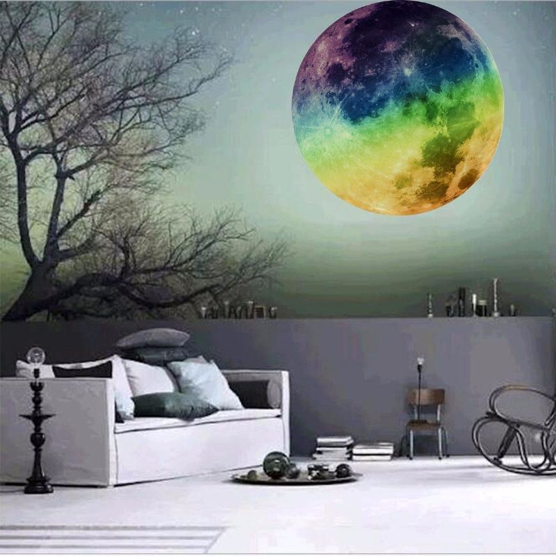 30cm Noční Osvětlení Moon Luminous Stickers Pvc Home Sticker Dětská Výzdoba Herny Vánoční Dárek