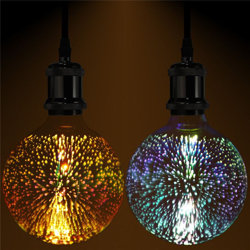 3d Fireworks E27 G125 Led Retro Edison Dekor Skleněná Žárovka Light Lamp Ac85-265v Cafe Home Decor