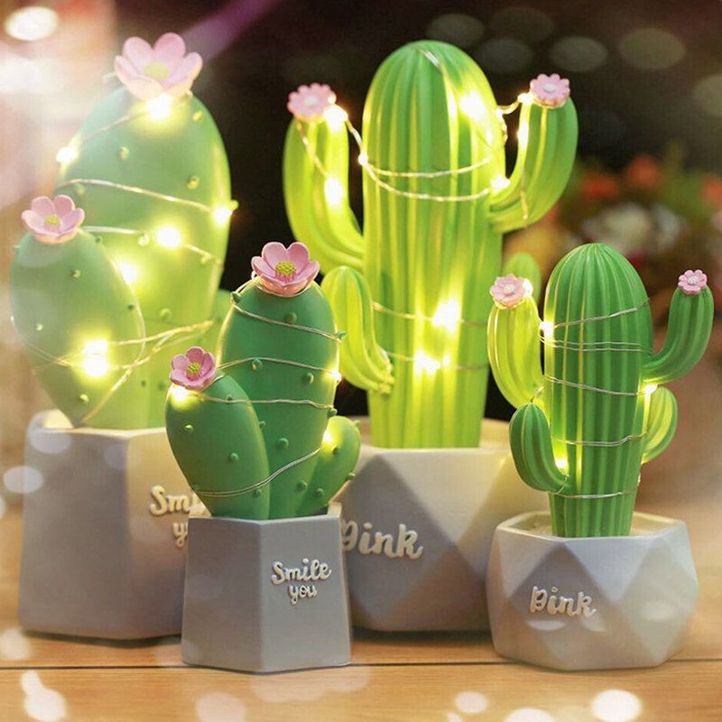 3d Kaktusové Led Noční Světlo Nástěnná Lampa Dětská Ložnice Home Decor Dárek