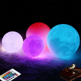 3d Moon Lamp 16 Barev Měnící Usb Nabíjecí Led Noční Světlo Dálkové Ovládání Vánoční Dekorace