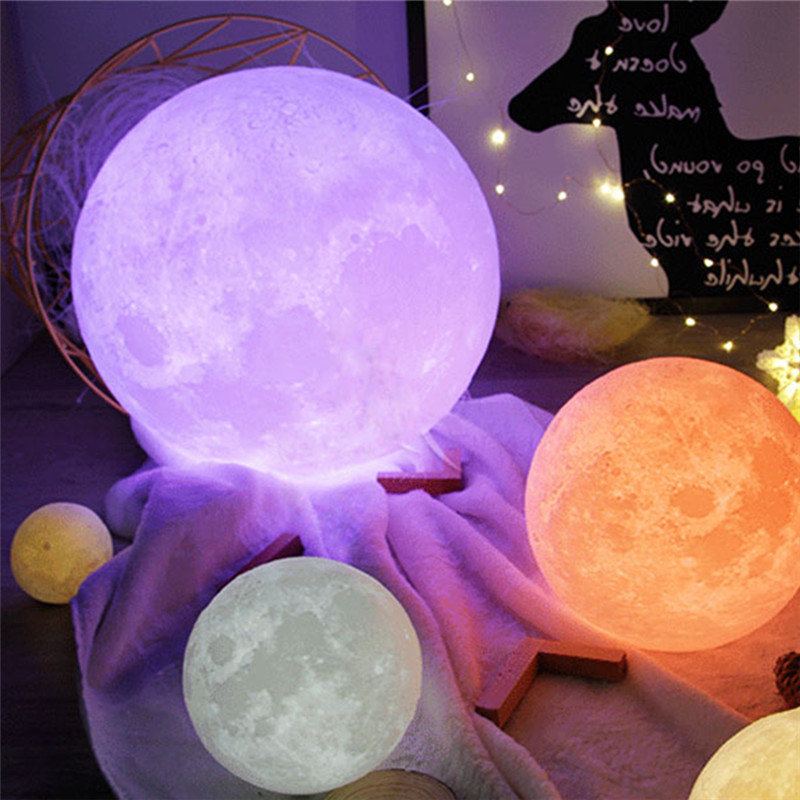 3d Moon Lamp 16 Barev Měnící Usb Nabíjecí Led Noční Světlo Dálkové Ovládání Vánoční Dekorace