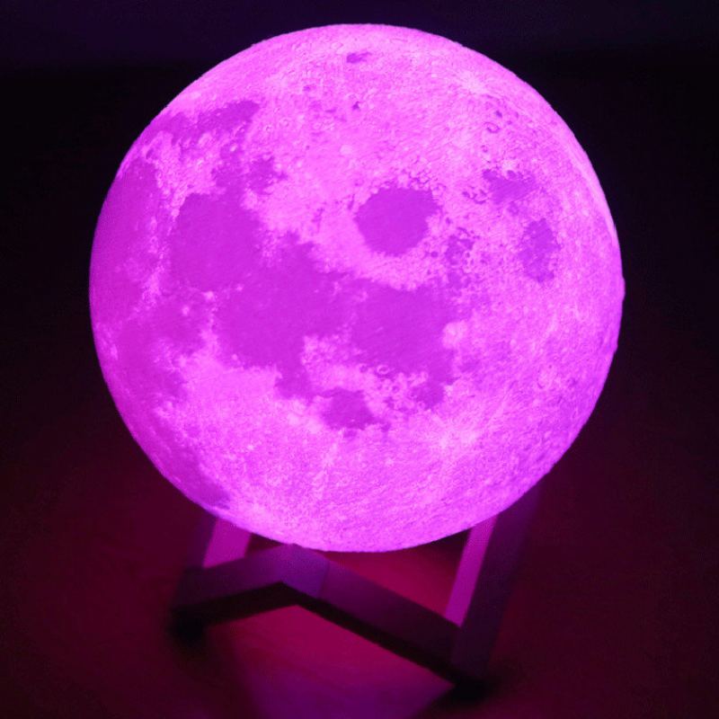 3d Moon Lamp 16 Barev Měnící Usb Nabíjecí Led Noční Světlo Dálkové Ovládání Vánoční Dekorace