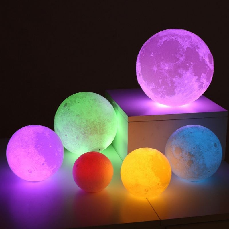 3d Moon Lamp 16 Barev Měnící Usb Nabíjecí Led Noční Světlo Dálkové Ovládání Vánoční Dekorace