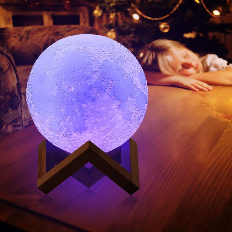 3d Moon Lamp 16 Barev Měnící Usb Nabíjecí Led Noční Světlo Dálkové Ovládání Vánoční Dekorace