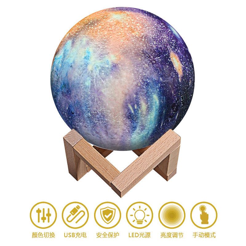 3d Tisk Moon Lamp Space Led Noční Světlo Dálkové Ovládání Usb Nabíjení Home Decor