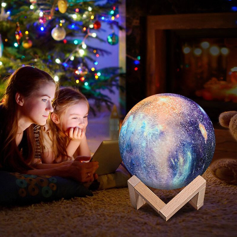 3d Tisk Moon Lamp Space Led Noční Světlo Dálkové Ovládání Usb Nabíjení Home Decor