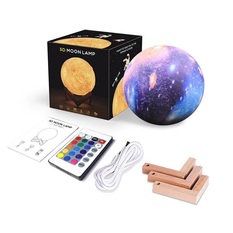 3d Tisk Moon Lamp Space Led Noční Světlo Dálkové Ovládání Usb Nabíjení Home Decor