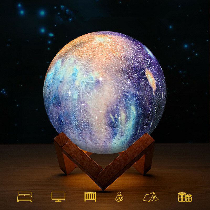 3d Tisk Moon Lamp Space Led Noční Světlo Dálkové Ovládání Usb Nabíjení Home Decor