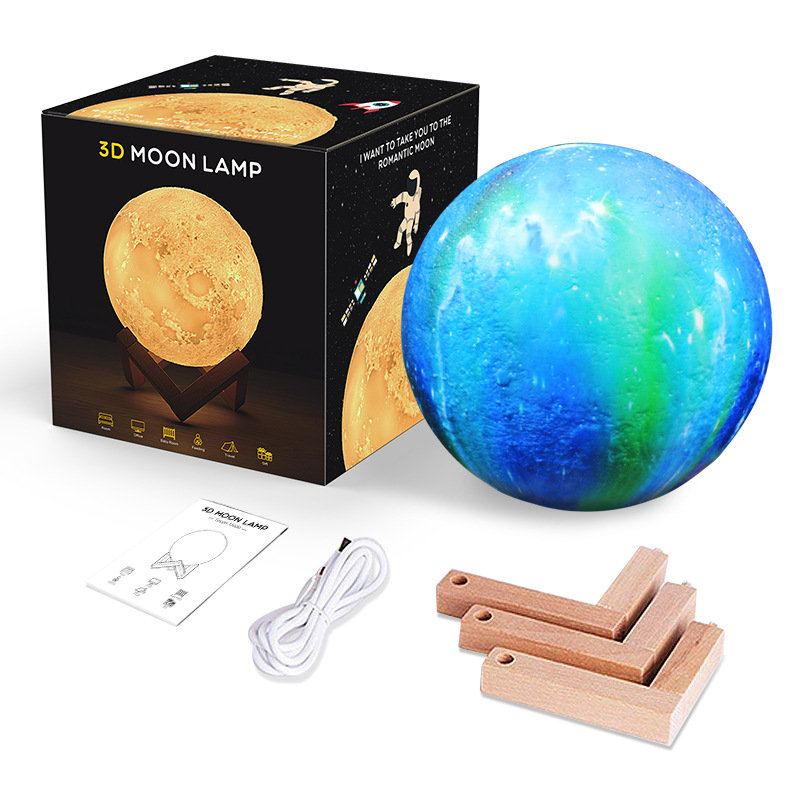 3d Tisk Moon Lamp Space Led Noční Světlo Dálkové Ovládání Usb Nabíjení Nejlepší Dárky