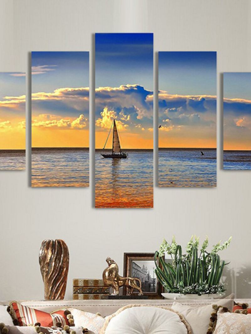 5ks Esthetic Dusk Sea Malovaná Dekorace Ložnice Wall Art Home Decor