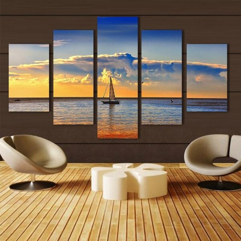 5ks Esthetic Dusk Sea Malovaná Dekorace Ložnice Wall Art Home Decor