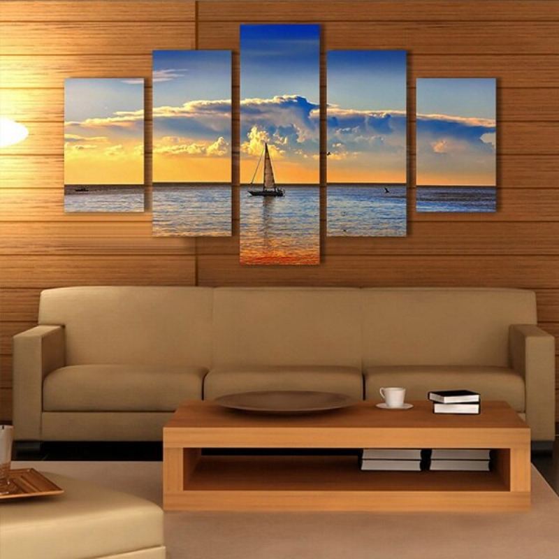 5ks Esthetic Dusk Sea Malovaná Dekorace Ložnice Wall Art Home Decor