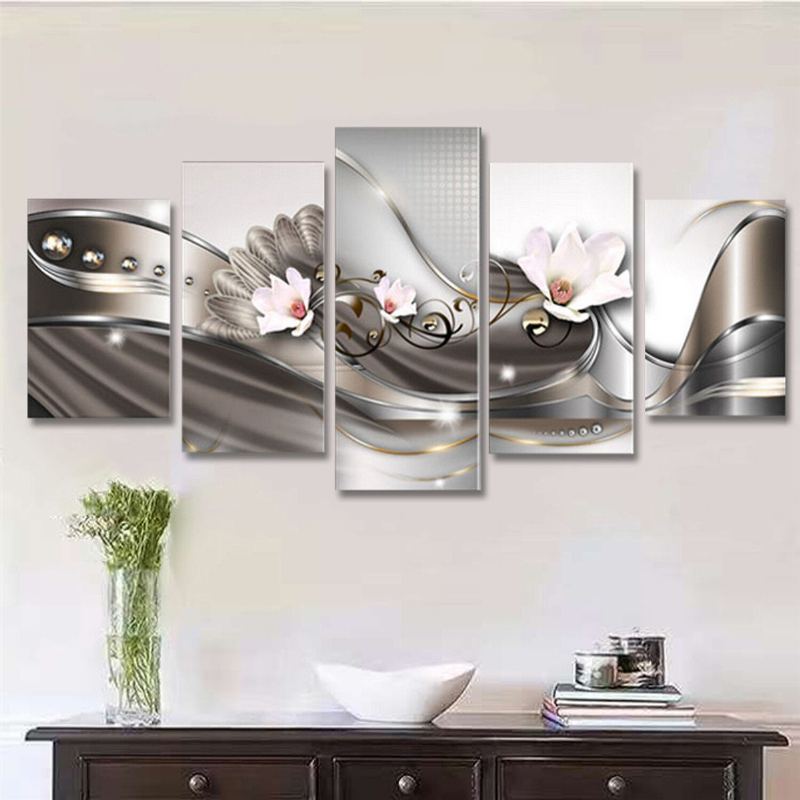 5ks Obraz Na Plátně Moderní Na Zeď Art Decor Home Abstract Flower Giclee Framed