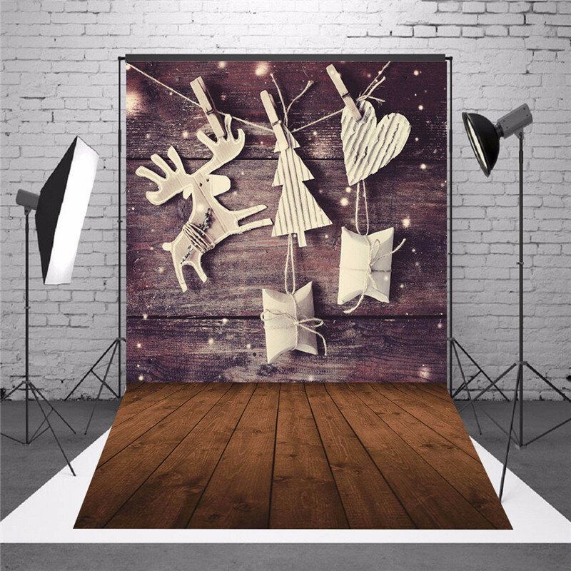 5x7 Ft Vánoční Téma Dárek Elk Wood Board Photo Vinyl Background