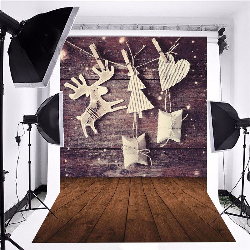 5x7 Ft Vánoční Téma Dárek Elk Wood Board Photo Vinyl Background