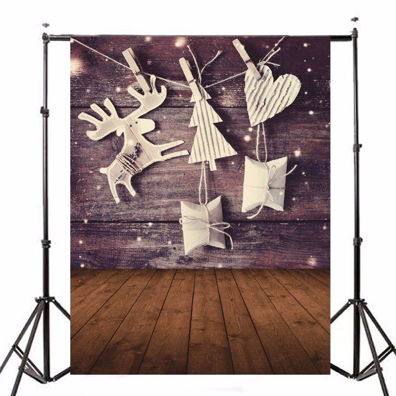 5x7 Ft Vánoční Téma Dárek Elk Wood Board Photo Vinyl Background