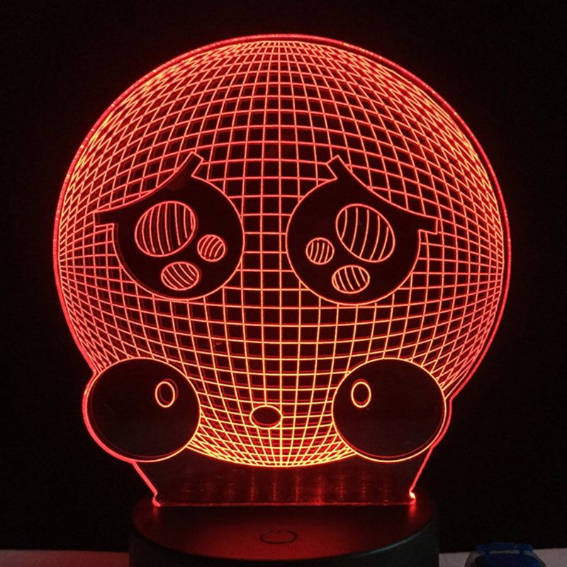 7 Barev Roztomilý Plačící Emoji Face 3d Led Světla Barevný Dekor S Dotykovým Ovládáním