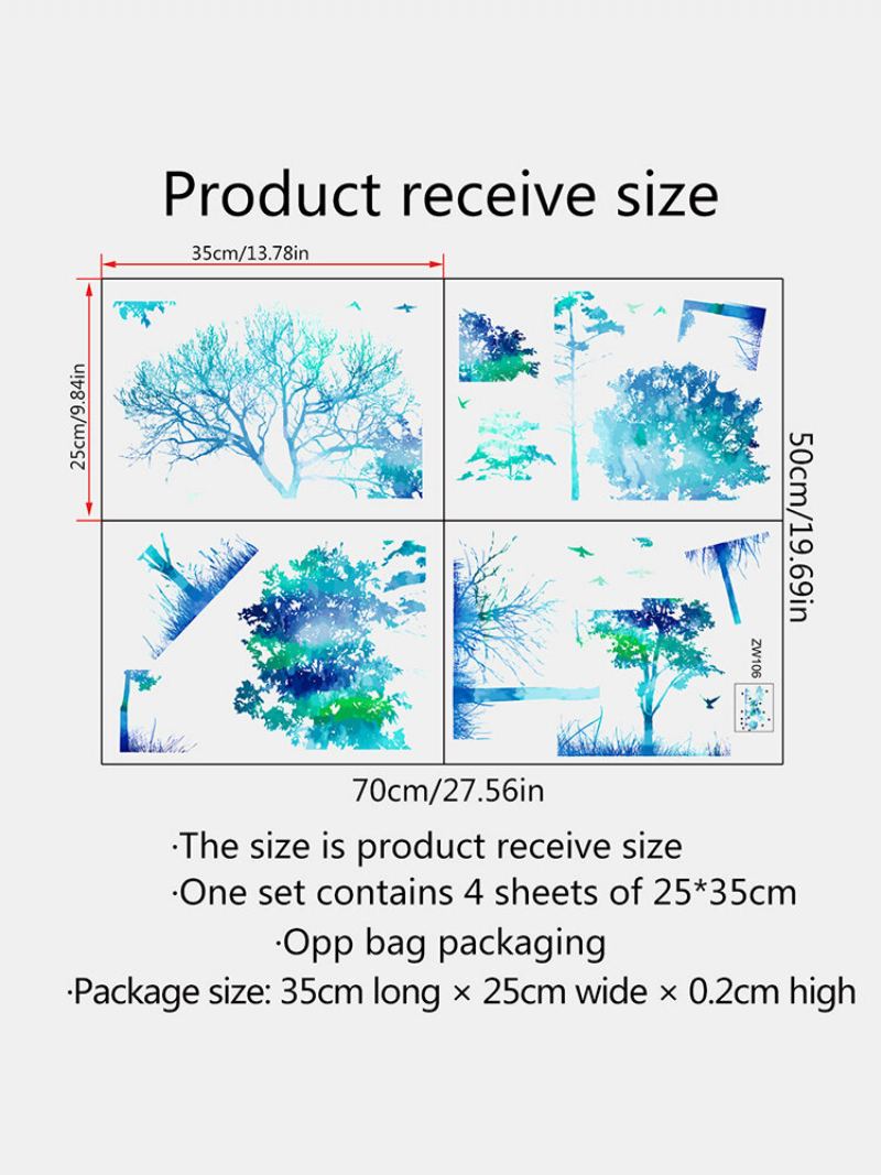 Barevný Přechod Skládací Vzor Lesního Stromu Samolepící Domácí Dekorace Obývací Pokoj Ložnice Nálepky Na Zeď Umění Na Zeď