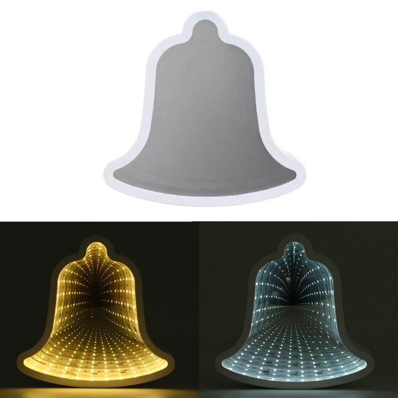 Creative Cute Bell Mirror Lamp Led Tunelové Noční Světlo Pro Děti Dárek Atmosféra Bílá/teplá Bílá