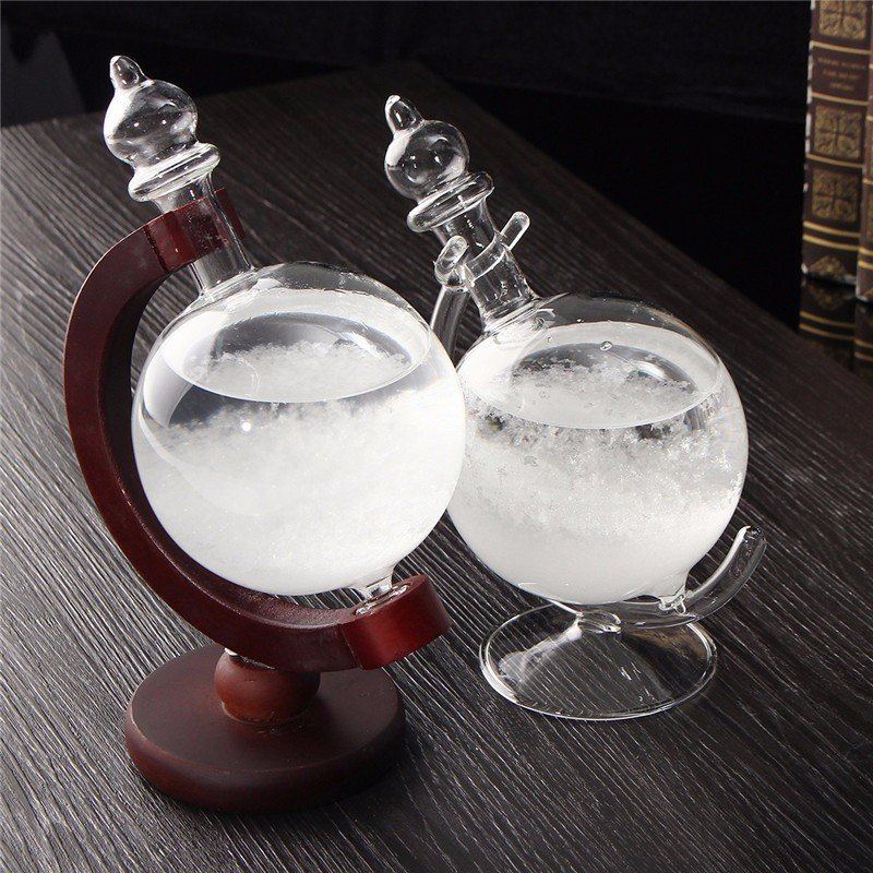 Decbest Předpověď Počasí Crystal Wood Skleněná Základna Storm Glass Ornament Ve Tvaru Diamantu