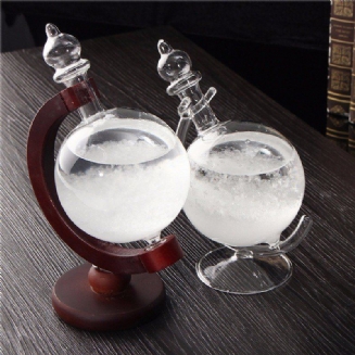 Decbest Předpověď Počasí Crystal Wood Skleněná Základna Storm Glass Ornament Ve Tvaru Diamantu