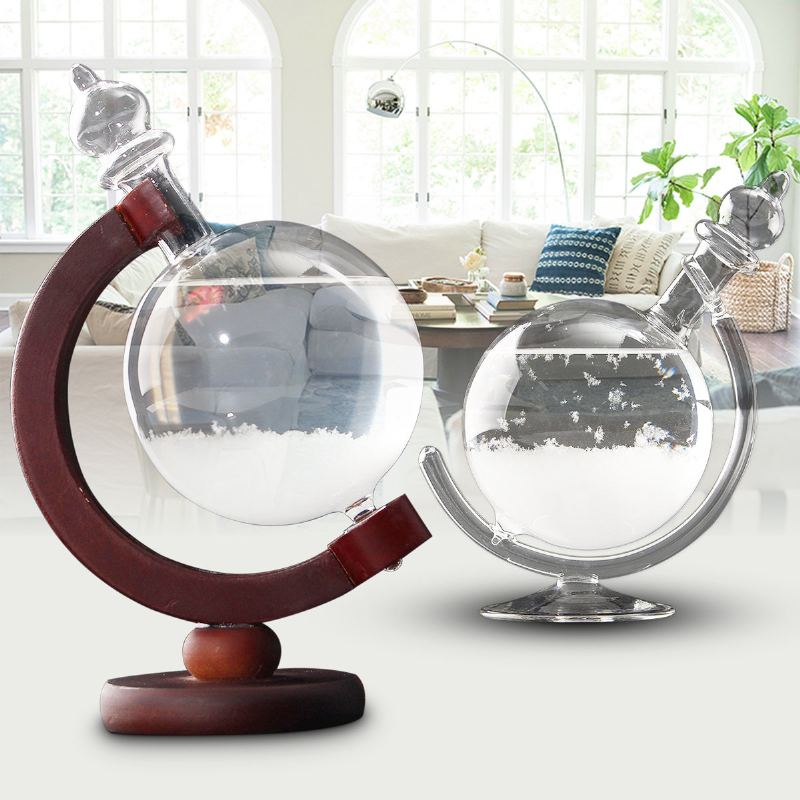 Decbest Předpověď Počasí Crystal Wood Skleněná Základna Storm Glass Ornament Ve Tvaru Diamantu