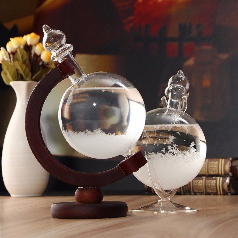 Decbest Předpověď Počasí Crystal Wood Skleněná Základna Storm Glass Ornament Ve Tvaru Diamantu