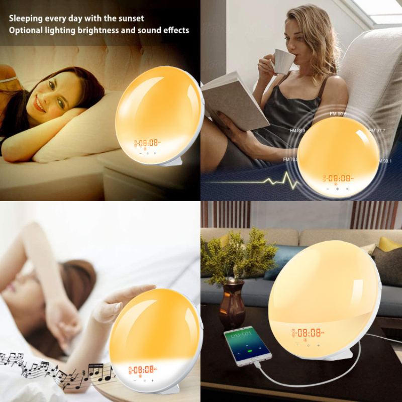 Digitální Budík Smart Wake Up Light Work Sunrise Se Simulací Přírodních Zvuků A Budíků Při Západu Slunce