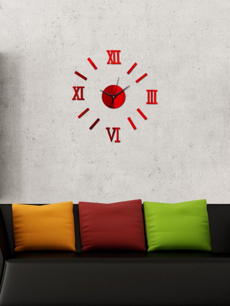 Diy Luxusní 3d Zrcadlové Nástěnné Hodiny Art Decor Sticker Mute Wall Clock