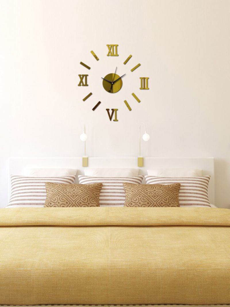 Diy Luxusní 3d Zrcadlové Nástěnné Hodiny Art Decor Sticker Mute Wall Clock