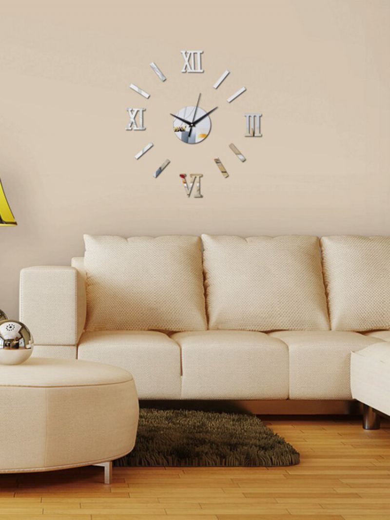 Diy Luxusní 3d Zrcadlové Nástěnné Hodiny Art Decor Sticker Mute Wall Clock