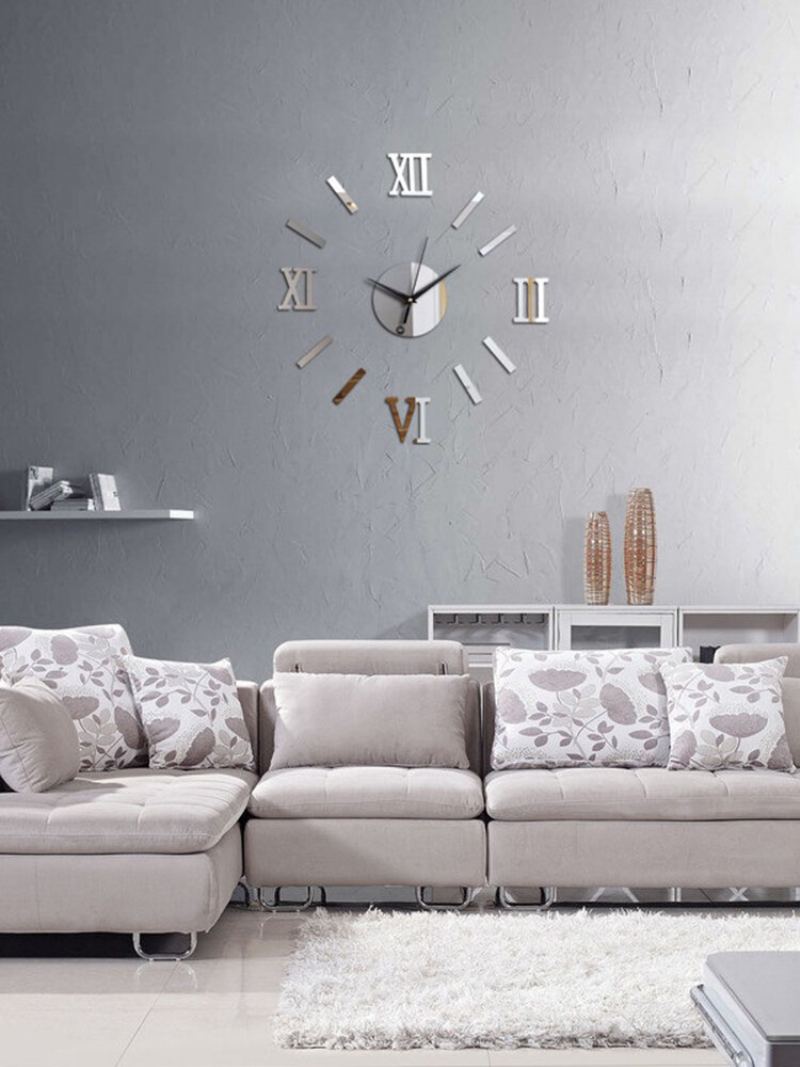 Diy Luxusní 3d Zrcadlové Nástěnné Hodiny Art Decor Sticker Mute Wall Clock