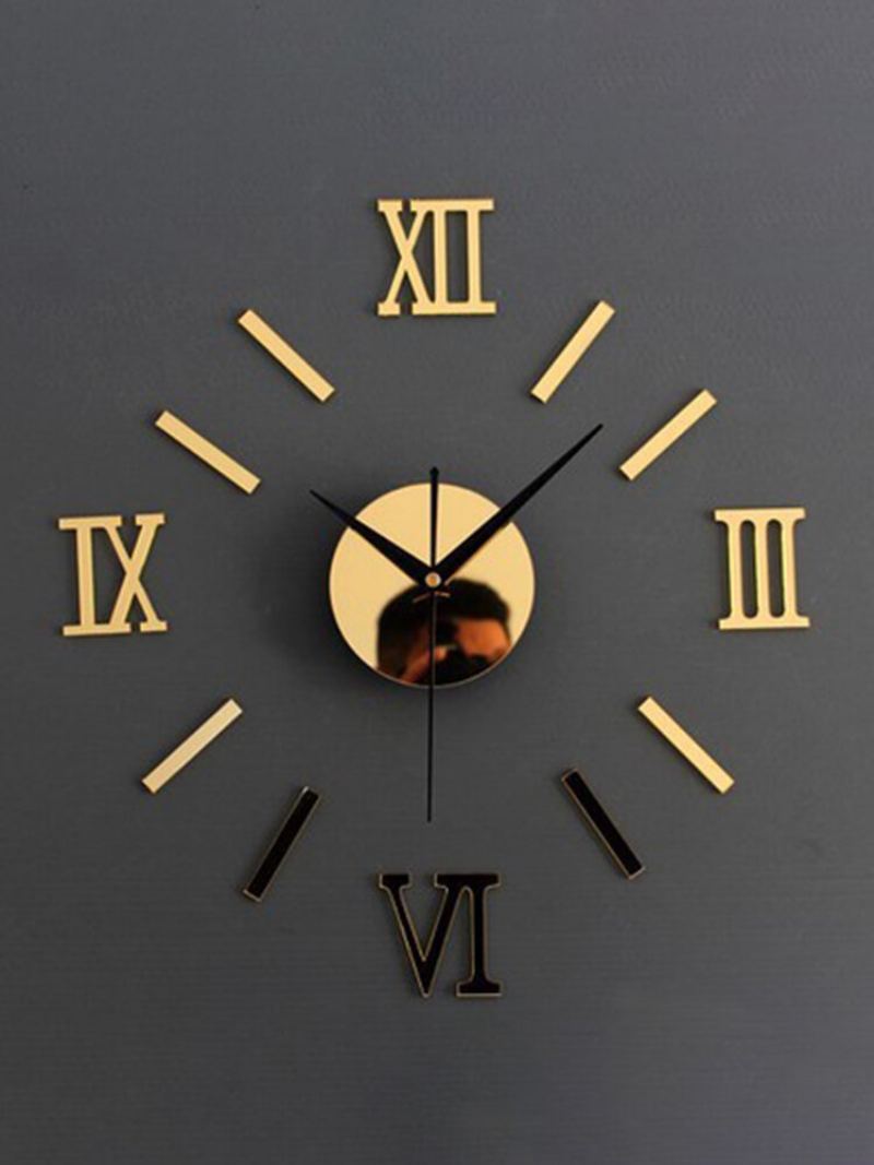 Diy Luxusní 3d Zrcadlové Nástěnné Hodiny Art Decor Sticker Mute Wall Clock