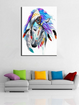 Diy Paint By Number Kit Olejomalba Indian Horse Wall Art Home Decor Framed/blessed