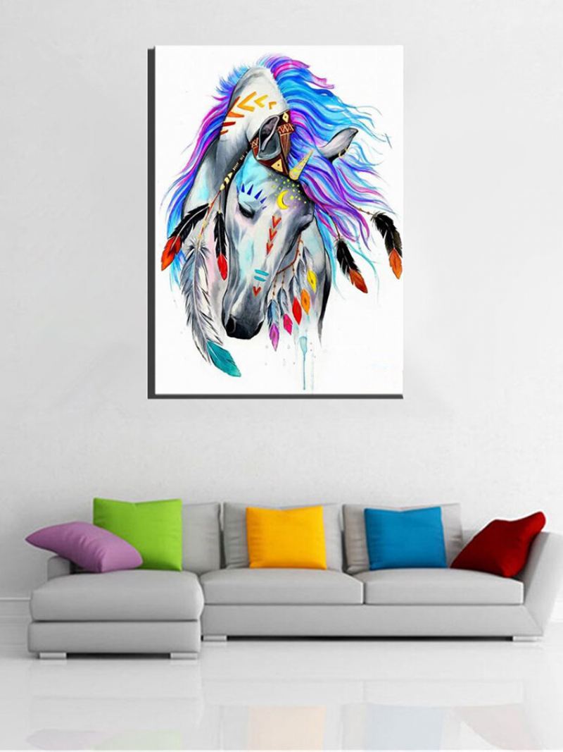 Diy Paint By Number Kit Olejomalba Indian Horse Wall Art Home Decor Framed/blessed