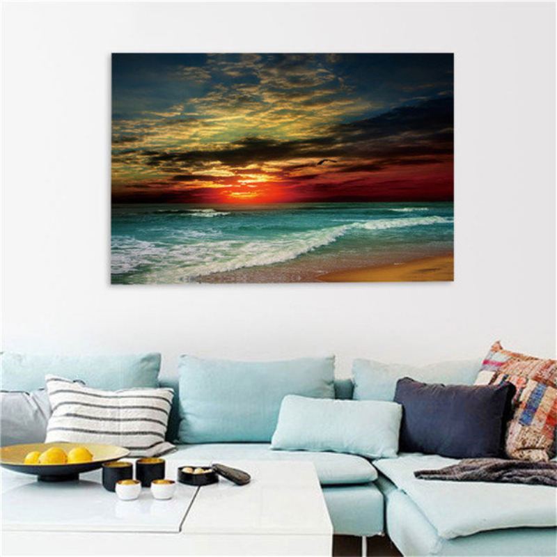 Framed Home Decor Zarámovaný Obraz Na Plátně Moderní Nástěnné Umění Seascape Beach Picture