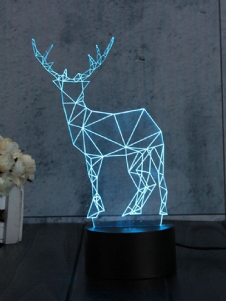 Geometric Deer 3d Akrylové Noční Světlo 7 Barev Měnící Ložnice Home Decor