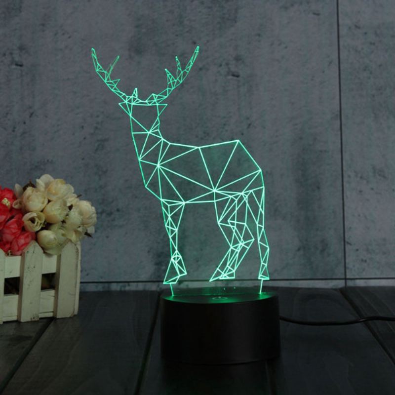 Geometric Deer 3d Akrylové Noční Světlo 7 Barev Měnící Ložnice Home Decor