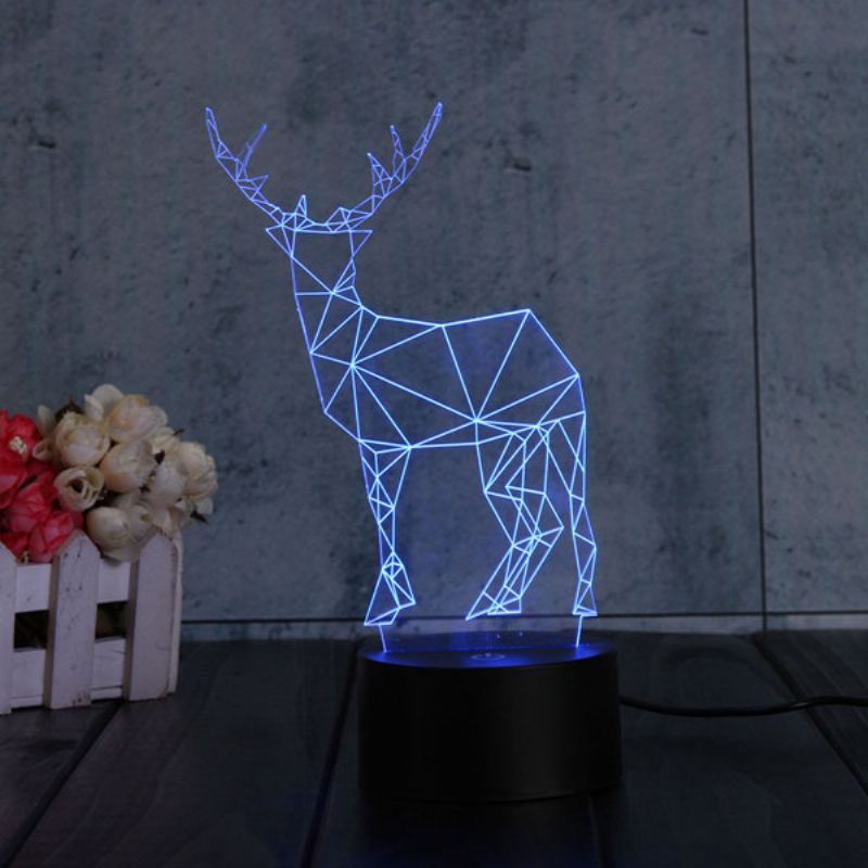 Geometric Deer 3d Akrylové Noční Světlo 7 Barev Měnící Ložnice Home Decor