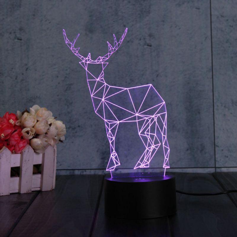 Geometric Deer 3d Akrylové Noční Světlo 7 Barev Měnící Ložnice Home Decor