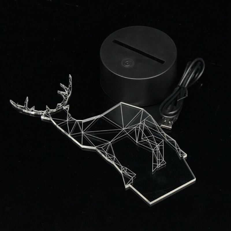 Geometric Deer 3d Akrylové Noční Světlo 7 Barev Měnící Ložnice Home Decor